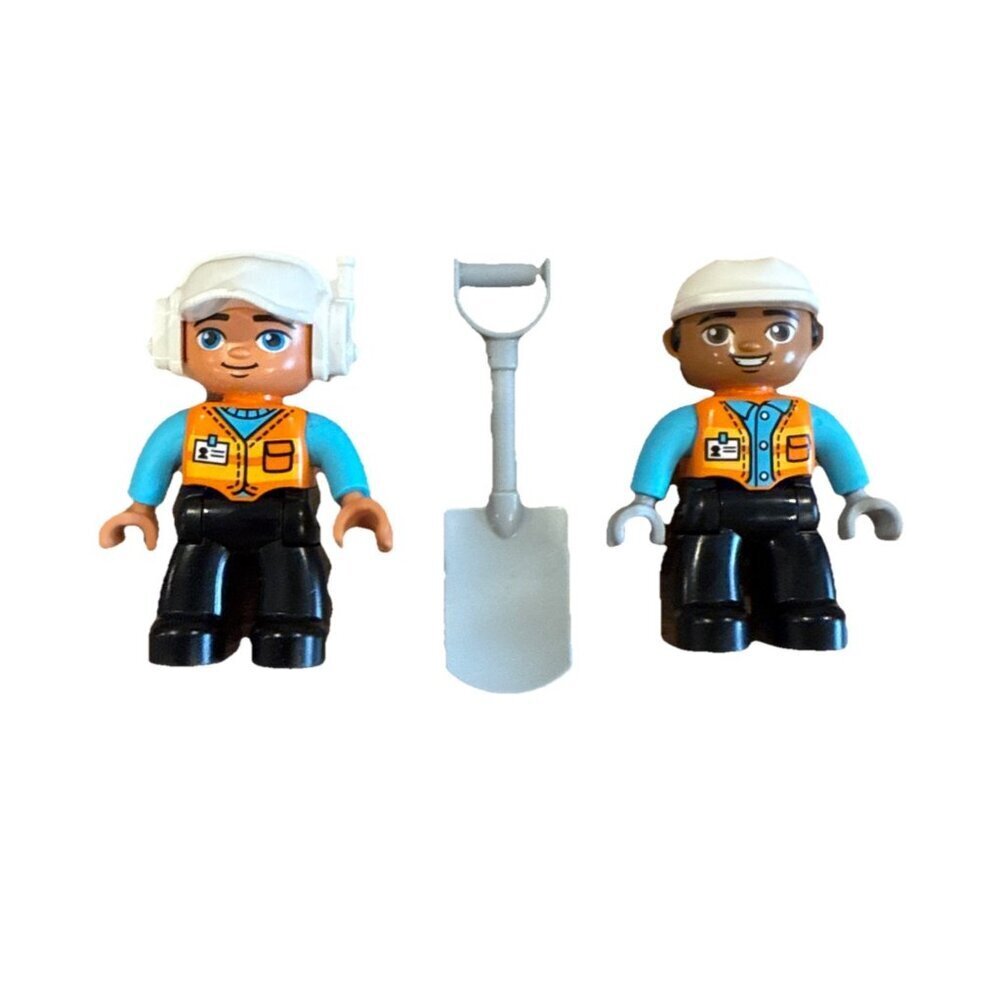LEGO Duplo Construction Workers toy figures White Helmet Headset shovel